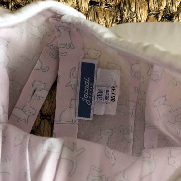 Jacadi Girls 36m cat print cotton poplin blouse with collar - Picture 3 of 4